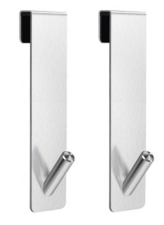 Oasisgalore Shower Glass Door Hooks - Door Hook Hanger for Bathroom Frameless Glass Door - Glass Door Hooks - Stainless Steel No-Drilling Extended Towel Hanging Hooks (17.8cm), Silver  - Image 1