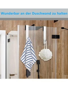 Oasisgalore Shower Glass Door Hooks - Door Hook Hanger for Bathroom Frameless Glass Door - Glass Door Hooks - Stainless Steel No-Drilling Extended Towel Hanging Hooks (17.8cm), Silver  - Image 2
