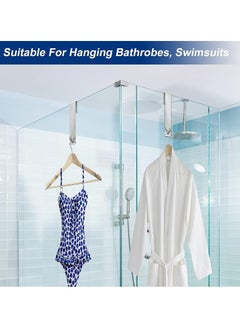 Oasisgalore Shower Glass Door Hooks - Door Hook Hanger for Bathroom Frameless Glass Door - Glass Door Hooks - Stainless Steel No-Drilling Extended Towel Hanging Hooks (17.8cm), Silver  - Image 4