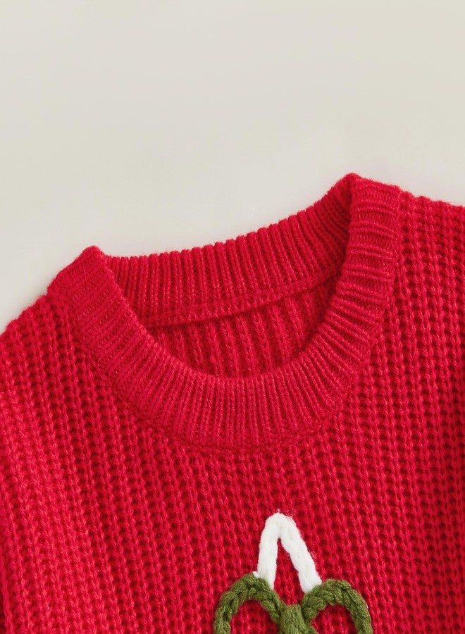 Socutebabe طقم ملابس عيد الميلاد للأطفال الرضع من الجنسين، سترة محبوكة لعيد الميلاد، ملابس شتوية دافئة مزينة بشجرة عيد الميلاد (أحمر، 3-4 سنوات) - Image 4