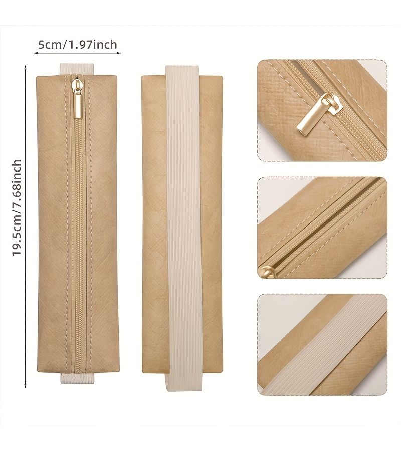 Silvery Lightweight Pen Case Elastic Closure Durable Pen Sleeve Fountain Pencil Ballpoint - Image 3