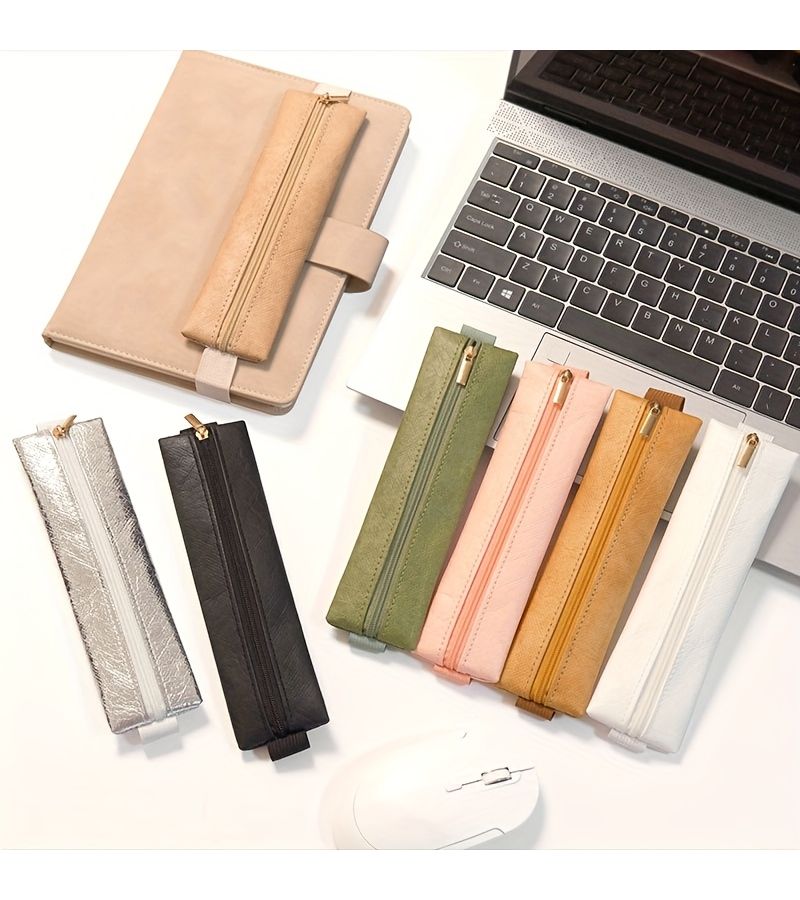 Silvery Lightweight Pen Case Elastic Closure Durable Pen Sleeve Fountain Pencil Ballpoint - Image 5