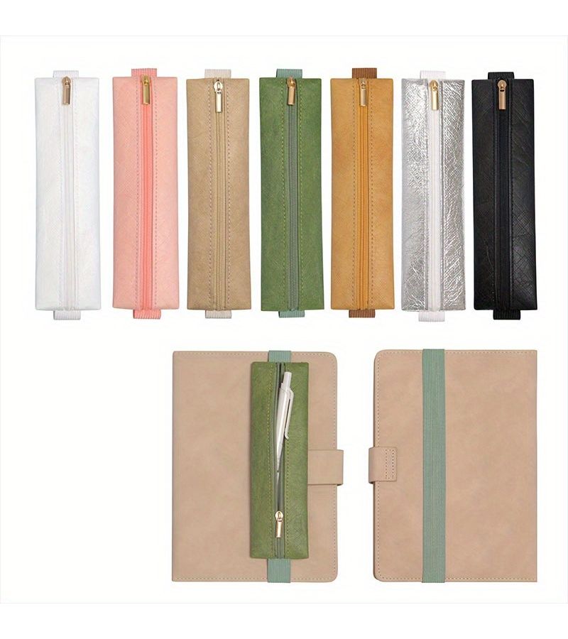 Silvery Lightweight Pen Case Elastic Closure Durable Pen Sleeve Fountain Pencil Ballpoint - Image 1
