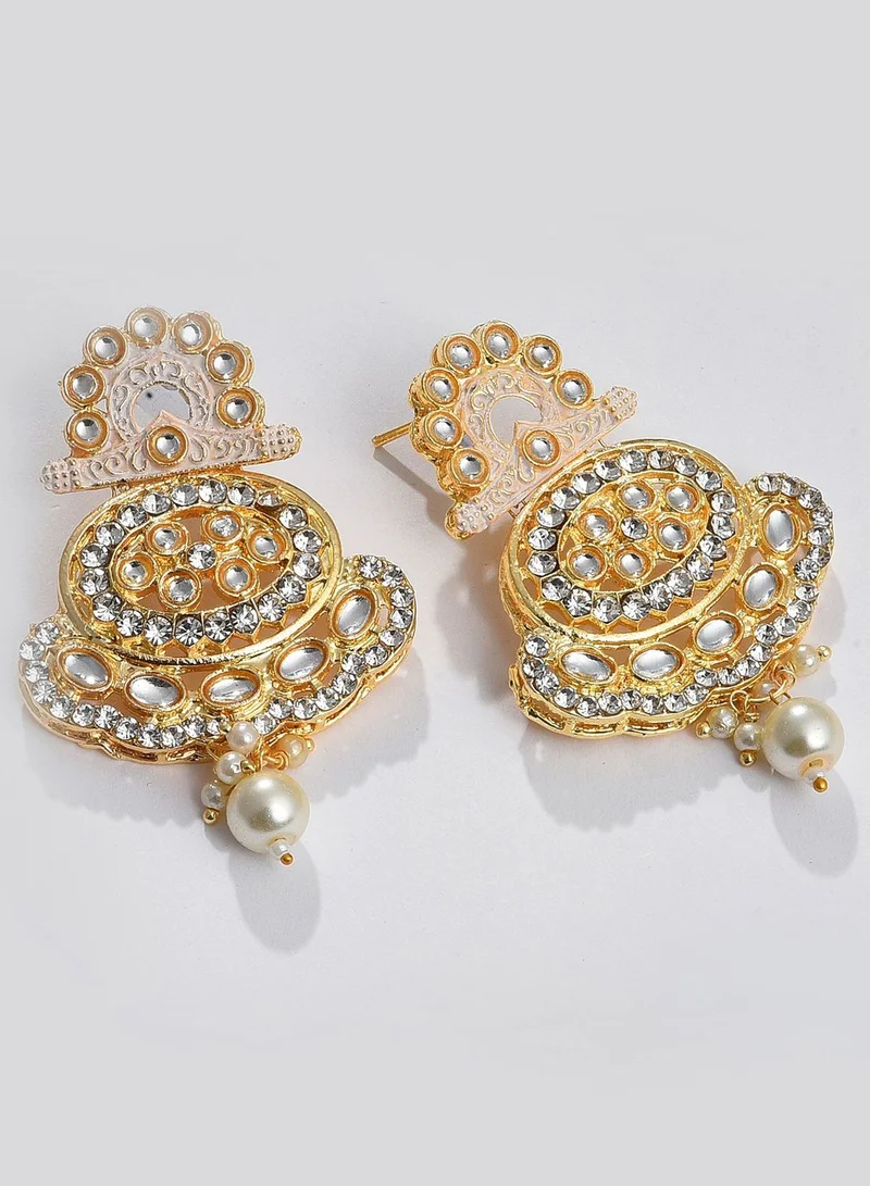 SOHI Gold Plated Kundan Pearl Necklace and Earrings Set