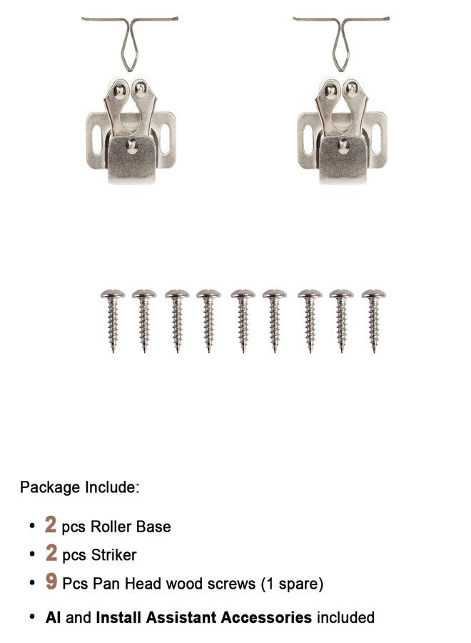Keenkee 2 PCS Cabinet Latch Double Roller Catch Hardware for Cupboard Closet Cabinet Door Latches and Catches, Nickel - Image 2