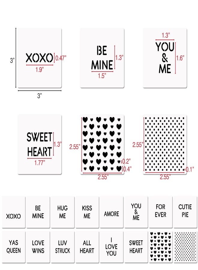 CODOHI 16 Pcs Valentine Conversation Hearts Cookie Stencils with Royal Icing 3x3 in, I Love You/Hug Me/Kiss Me/Forever Love Phrase Sign Sayings Heart Stencils for Valentine's Day Making DIY Crafts - Image 2