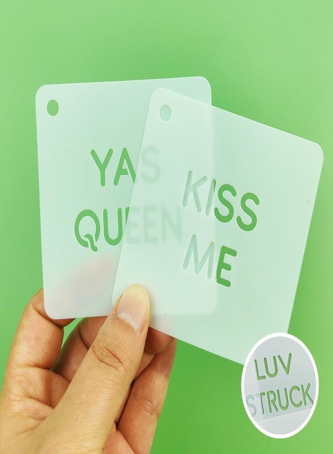CODOHI 16 Pcs Valentine Conversation Hearts Cookie Stencils with Royal Icing 3x3 in, I Love You/Hug Me/Kiss Me/Forever Love Phrase Sign Sayings Heart Stencils for Valentine's Day Making DIY Crafts - Image 4