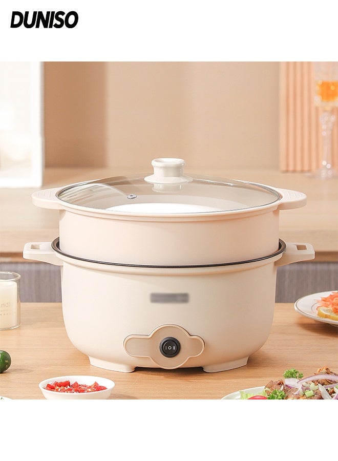 DUNISO 3L Stainless Steel mini Electric Hot Pot ，Quick Heating ，Non-stick Pot Dual Power Multi-functional Electric Cooker , portable travel cooker suitable for frying steaks and eggs and boiling soup - Image 1