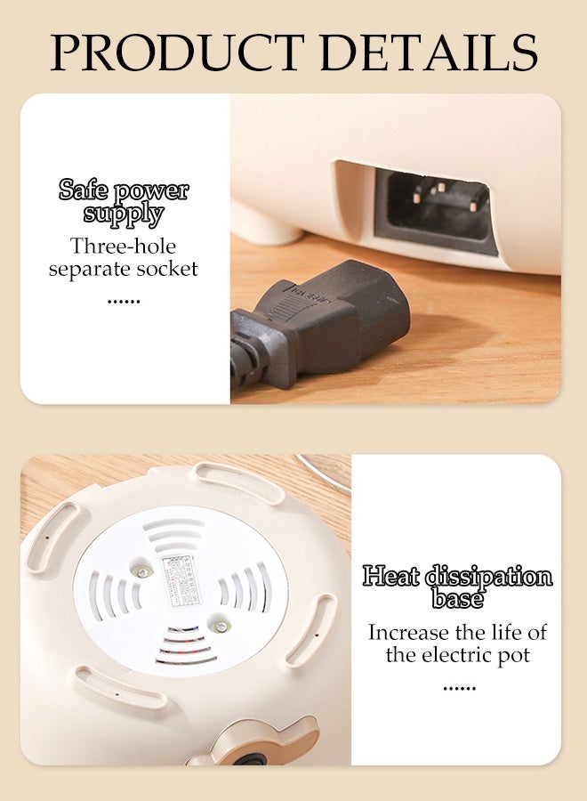 DUNISO 3L Stainless Steel mini Electric Hot Pot ，Quick Heating ，Non-stick Pot Dual Power Multi-functional Electric Cooker , portable travel cooker suitable for frying steaks and eggs and boiling soup - Image 4