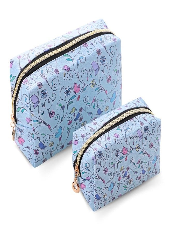 Tinker Squad مجموعة تنظيم مستحضرات التجميل من Tinker Squad بتصميم زهور لطيفة للبنات والسيدات | حقيبة مكياج للسفر | حقائب أساسية للسفر | حقيبة تنظيم مكياج لطيفة (مجموعة من قطعتين) - Image 1