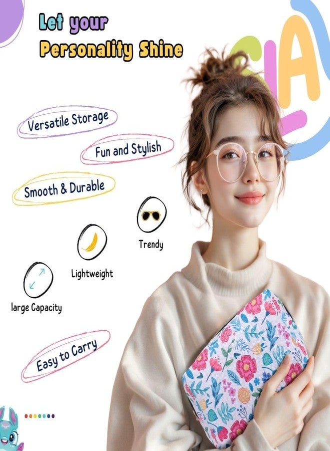 Tinker Squad مجموعة تنظيم مستحضرات التجميل من Tinker Squad بتصميم زهور لطيفة للبنات والسيدات | حقيبة مكياج للسفر | حقائب أساسية للسفر | حقيبة تنظيم مكياج لطيفة (مجموعة من قطعتين) - Image 5