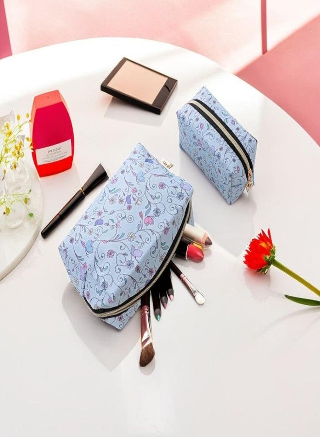 Tinker Squad مجموعة تنظيم مستحضرات التجميل من Tinker Squad بتصميم زهور لطيفة للبنات والسيدات | حقيبة مكياج للسفر | حقائب أساسية للسفر | حقيبة تنظيم مكياج لطيفة (مجموعة من قطعتين) - Image 2