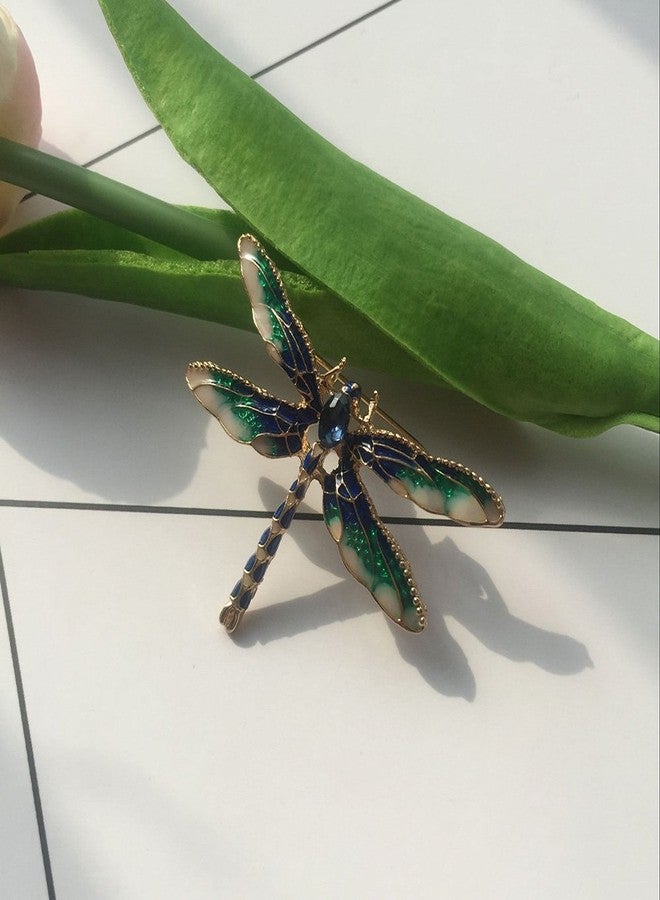 MINGHUA Pretty Enamel Red Blue Dragonfly Brooch Pin Charm Women Men Pin Jewelry (Green) - Image 4