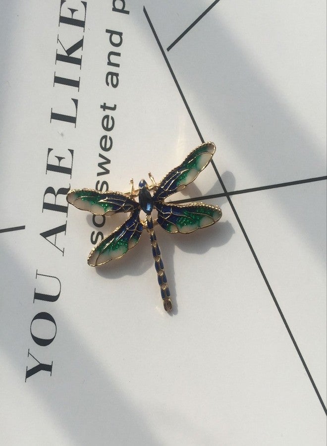 MINGHUA Pretty Enamel Red Blue Dragonfly Brooch Pin Charm Women Men Pin Jewelry (Green) - Image 5