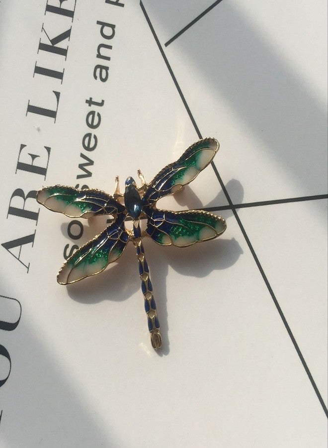 MINGHUA Pretty Enamel Red Blue Dragonfly Brooch Pin Charm Women Men Pin Jewelry (Green) - Image 3