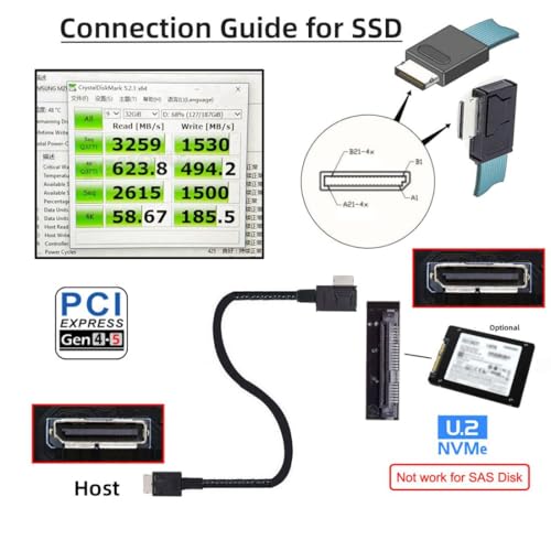 chenyang SFF-8611 Cable OCuLink PCIe PCI-Express 4.0 SFF-8611 4i Male to SFF-8611 Male Data Extension Cable 50cm for eGPU GPD Win Max2 External Graphics Card & SSD - Image 4