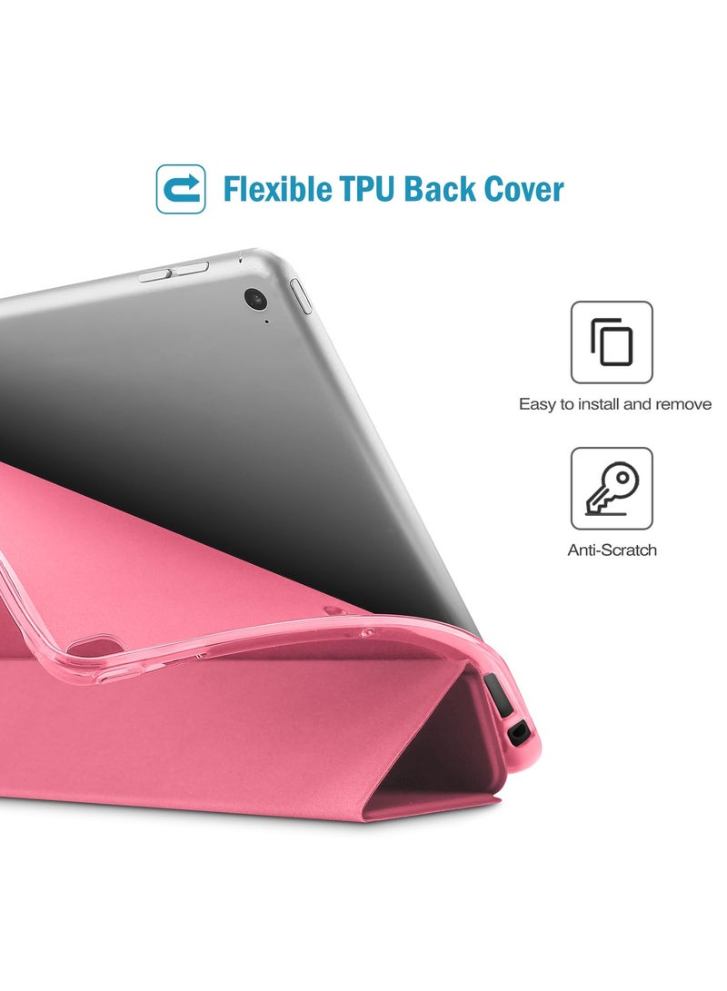 Procases iPad 9.7 Case 6th Generation Slim Trifold Soft TPU Translucent Back Cover Smart Case Melonpink - Image 2