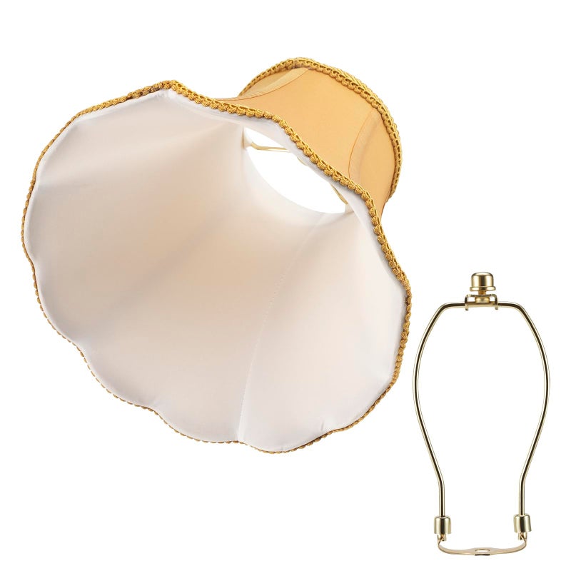 saangseon Bell Lamp Shade, Saangseon Scalloped Gold Fabric Lampshade Replacement, Softback, 5'' Top x 10'' Bottom x 8.3'' Slant Height x 8'' Vertical Height, Lamp Harp Included - Image 3