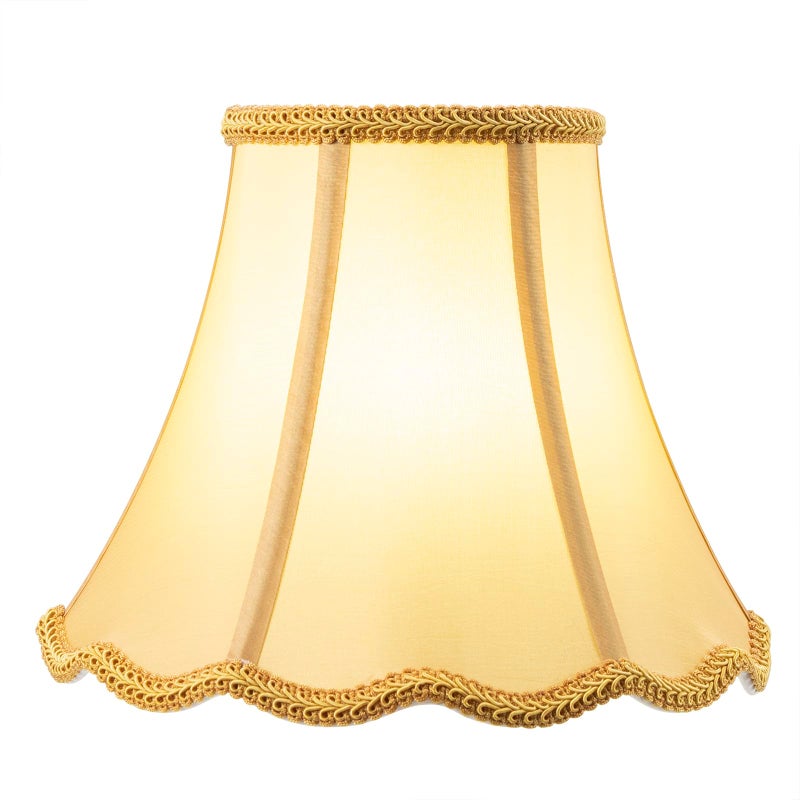 saangseon Bell Lamp Shade, Saangseon Scalloped Gold Fabric Lampshade Replacement, Softback, 5'' Top x 10'' Bottom x 8.3'' Slant Height x 8'' Vertical Height, Lamp Harp Included - Image 5