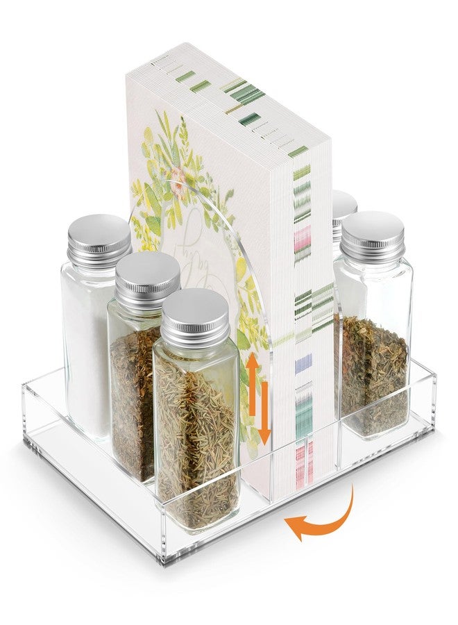 Hiitytin Acrylic Napkin Holder, Rotating Clear Napkin Dispenser for Salt and Pepper Holder Tray, Acrylic Tissue Box for Dining Table Decor, Kitchen, Bar, Restaurant - Image 1