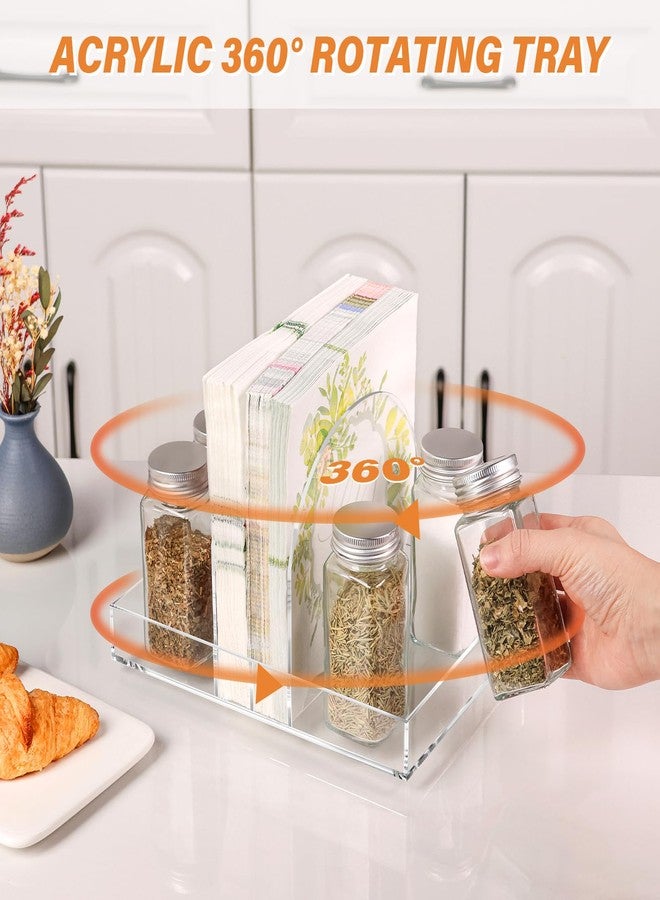 Hiitytin Acrylic Napkin Holder, Rotating Clear Napkin Dispenser for Salt and Pepper Holder Tray, Acrylic Tissue Box for Dining Table Decor, Kitchen, Bar, Restaurant - Image 5