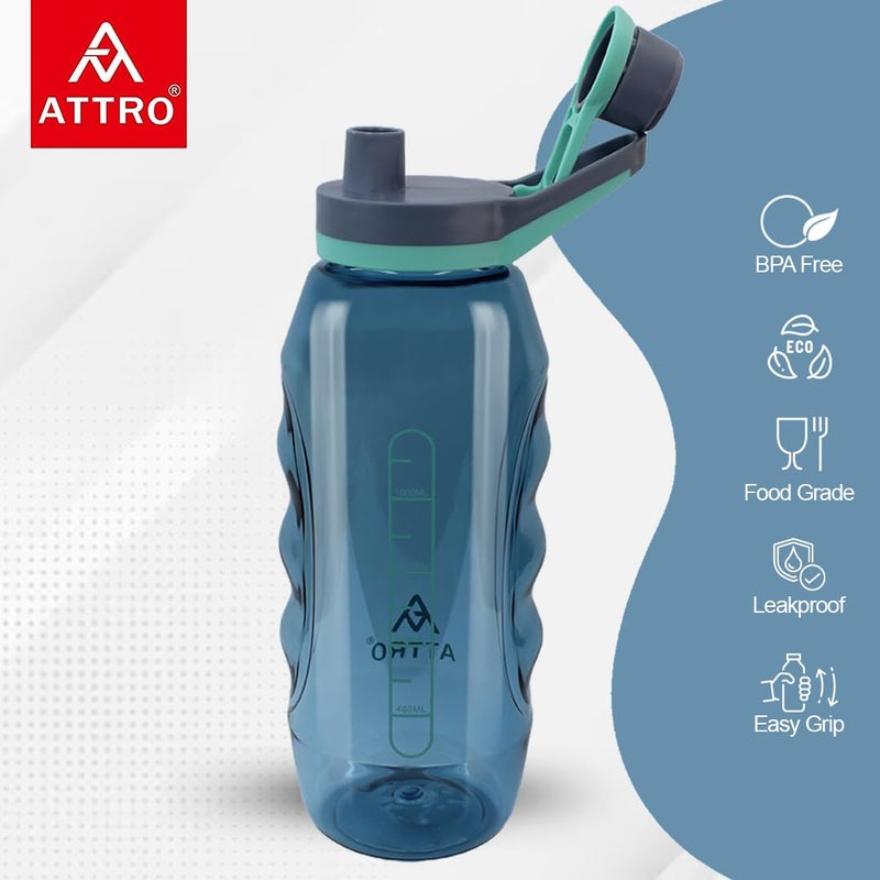 Attro Gripstar Sports 1000ml Water Bottle with Easy to Carry Grip Handle BPA Free Food Grade Leak Proof Ideal for Gym Workout School Office Outdoor Blue