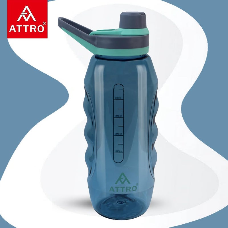Attro Gripstar Sports 1000ml Water Bottle with Easy to Carry Grip Handle BPA Free Food Grade Leak Proof Ideal for Gym Workout School Office Outdoor Blue