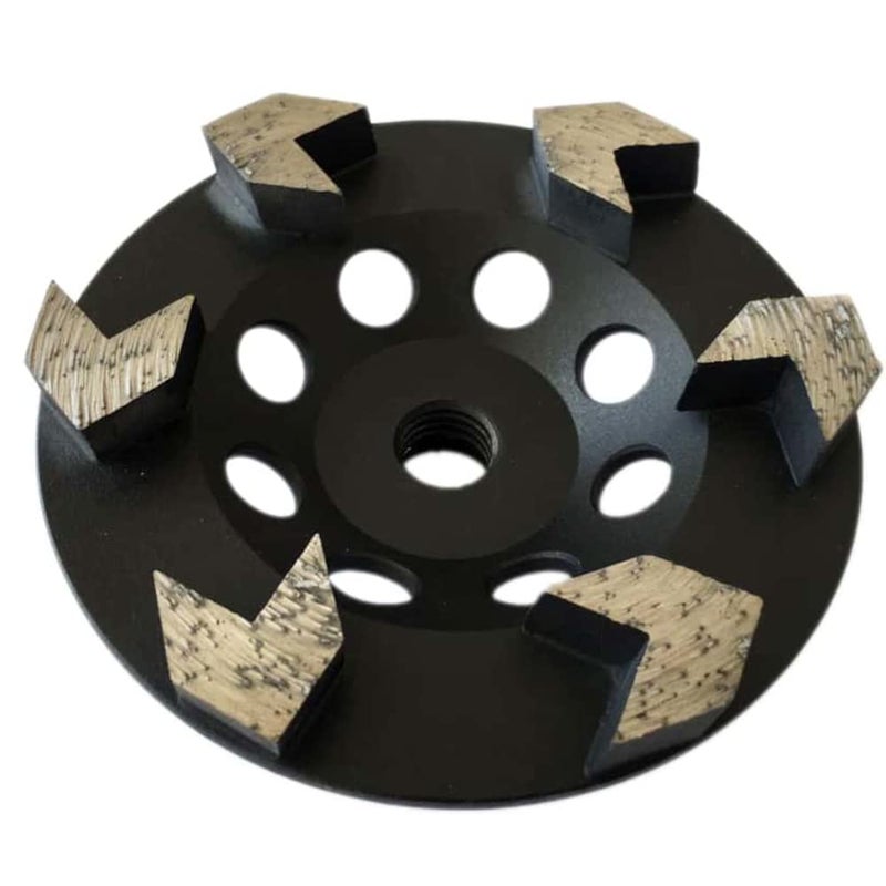 EDiamondTools 4.5" High Performance Diamond Grinding Wheels for Concrete, Paint, Epoxy, Mastic, Coating Removal, #30/40 Grit, 6 Arrow Segments, 5/8"-11 Arbor - Image 1
