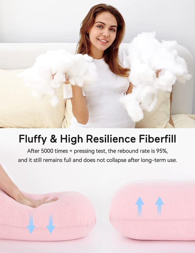 COOZLY وسادة الحمل على شكل J من COOZLY | وسادة أمومة | مع أغطية قابلة للإزالة 100% قطن (وردي فاتح) - Image 5