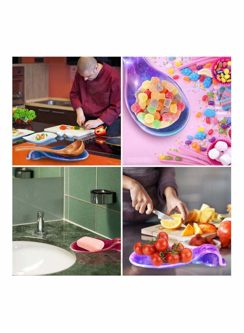 واي آند دي Spoon Holder Resin Mold,Large Rolling Tray Silicone Mold Epoxy Casting Flexible Almond-Shaped for Stove Top Rest Home Decoration Kitchen Utensil Jewelry DIY Craft Fruit Candy - Image 2