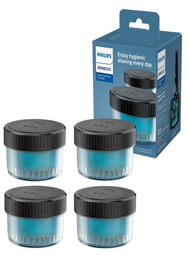 Norelco Philips Quick Clean Pod Cartridge, Lubricates Shaver and Eliminates Cut Hair, 4x 5.4 fl oz Cartridges (Up to 1yr Supply), BD9010AZ - Image 1