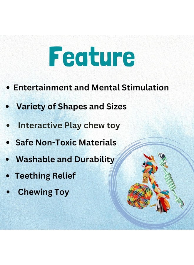 مجموعة ألعاب مضغ الحبل القطني التفاعلية 3 في 1 للكلاب والجراء والقطط (حبل ملتوي وكرة قطنية وحبل مكون من عقدتين) | لعبة مضغ وإحضار ولعب وتسنين وتدريب - Image 2