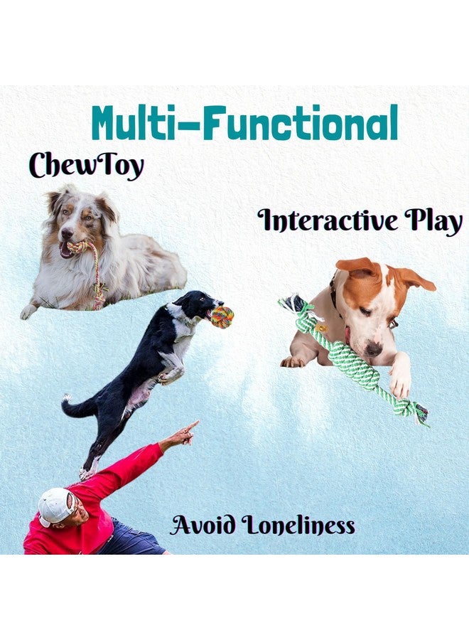 مجموعة ألعاب مضغ الحبل القطني التفاعلية 3 في 1 للكلاب والجراء والقطط (حبل ملتوي وكرة قطنية وحبل مكون من عقدتين) | لعبة مضغ وإحضار ولعب وتسنين وتدريب - Image 4