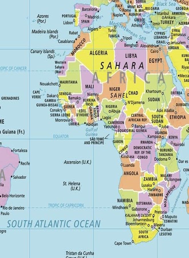 MapSherpa ماب شيربا: خريطة جدارية للعالم - صغيرة الحجم - 22 × 16 بوصة - تغليف أمامي - Image 2