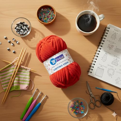 ProKart Premium Blankie Wool, Plush & Cuddly, Chenille Yarn Supersoft Hand Knitting Wool Ball | Blanket Thick/Mottu Yarn Ball Suitable for Hand Knitting and Crocheting (Red, 100gms x 1 Pack) - Image 3