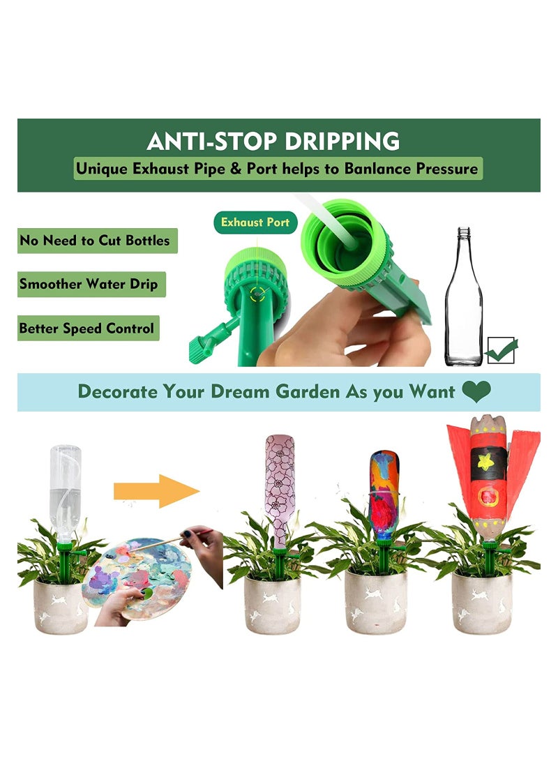 SOLARAE 4 Pack Plant Watering Devices Plant Drip Irrigation Plant Self Watering Spikes with Anti-tilt Bracket Valve Control Switch Slow Release Drip Irrigation Vacation Plants Watering System - Image 4