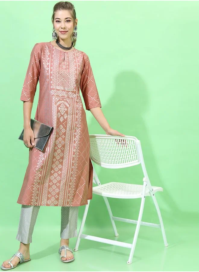 Vishudh Women Orange Viscose Rayon Kurta by Styli