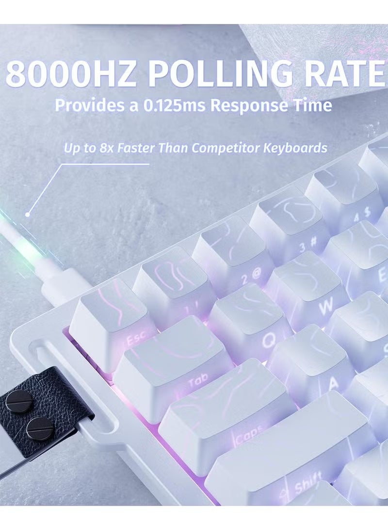 Attack Shark X68 HE Rapid Trigger Mechanical Gaming Keyboard 60% Wired with Adjustable Actuation,Hall Effect Magnetic Switch,8KHz Polling Rate,RGB Backlit,Top Mount,Side Printed Keycap(White Contour) - Image 3