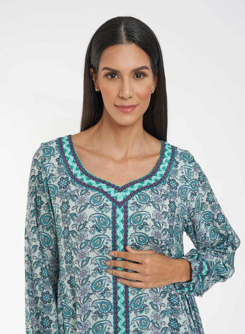 KASHKHA Placement Digital Printed Jalabiya
