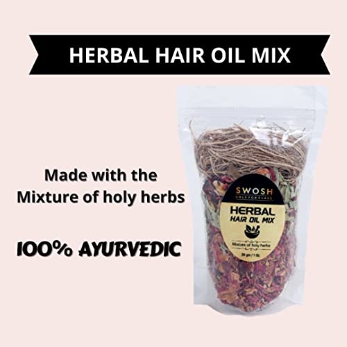 Swosh Ayurvedic Herbal Jadibuti Mixture For Hair Oil Infusion 30 Gram Pack For Complete Nourishment and DIY Home Remedy - Strong & Lustrous Hair(No Oil Included) - Image 3