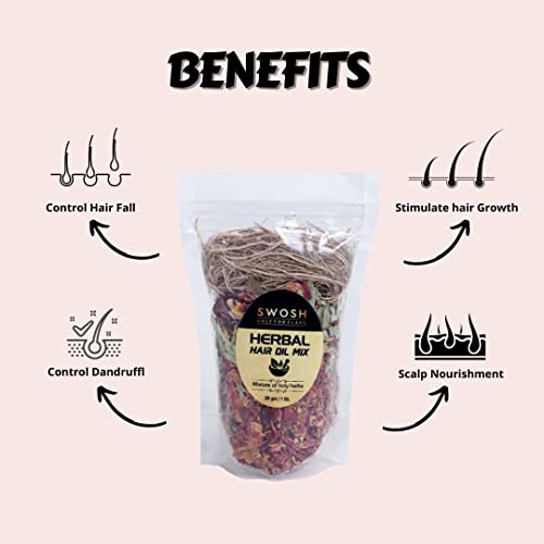 Swosh Ayurvedic Herbal Jadibuti Mixture For Hair Oil Infusion 30 Gram Pack For Complete Nourishment and DIY Home Remedy - Strong & Lustrous Hair(No Oil Included) - Image 5