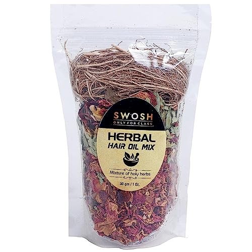Swosh Ayurvedic Herbal Jadibuti Mixture For Hair Oil Infusion 30 Gram Pack For Complete Nourishment and DIY Home Remedy - Strong & Lustrous Hair(No Oil Included) - Image 1