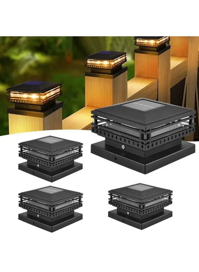 Warm Light 4 Pcs Solar Retro Pillar LED Outdoor Landscape Lighting Garden Patio Porch Yard Decor - Image 5