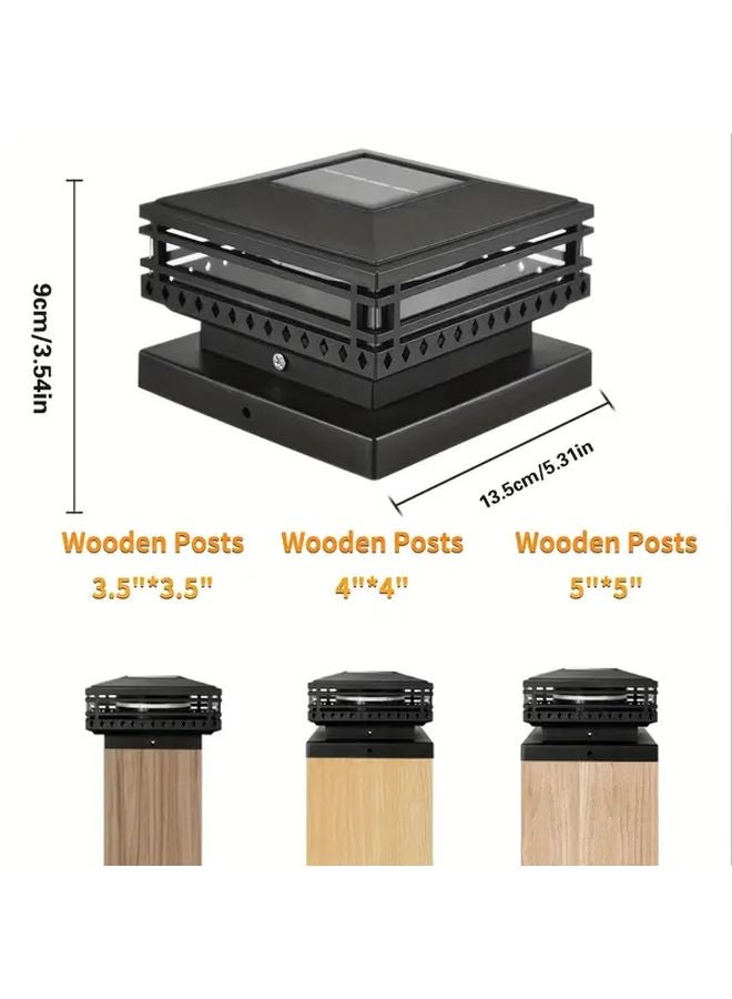 Warm Light 4 Pcs Solar Retro Pillar LED Outdoor Landscape Lighting Garden Patio Porch Yard Decor - Image 4