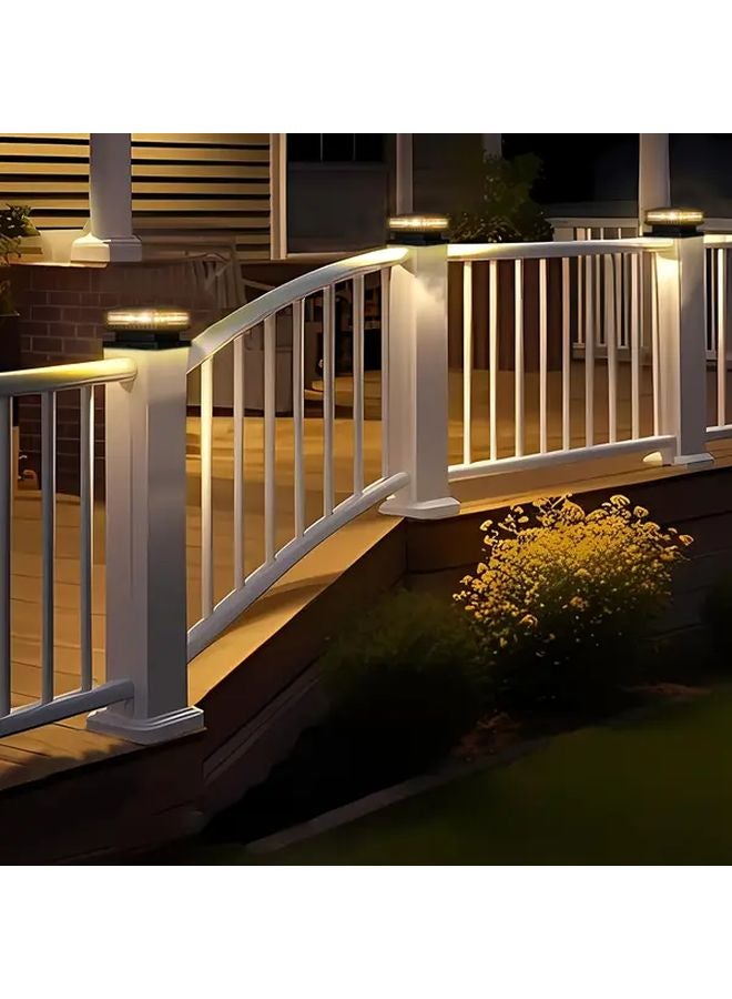 Warm Light 4 Pcs Solar Retro Pillar LED Outdoor Landscape Lighting Garden Patio Porch Yard Decor - Image 3