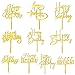 RASSLISA 10 PCS Gold Happy Birthday Cake Topper Acrylic Cupcake Topper Birthday Supplies Decorations - Image 4