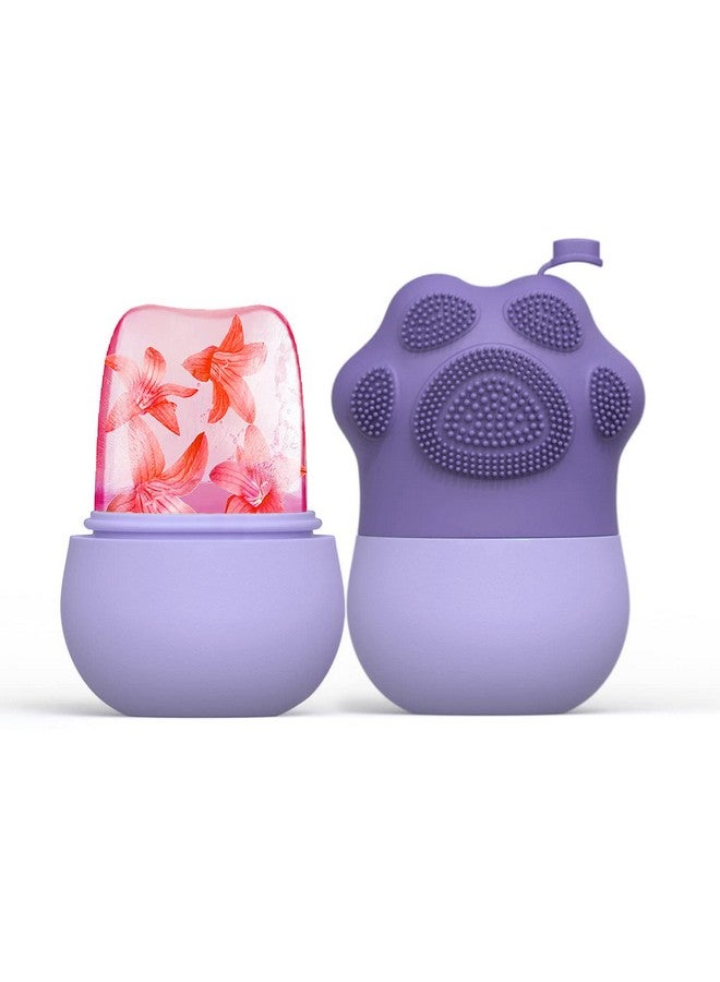 HANNEAÂ® Ice Roller for Face Massage & Eye, Anti-Leak Silicone Ice Face Roller Ice Mould With Cleansing Brush, Women Skin Care Ice Facial Roller for Eliminate Edema & Calm Skin, Shrink Pore (Purple) - Image 1