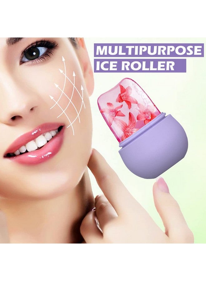 HANNEAÂ® Ice Roller for Face Massage & Eye, Anti-Leak Silicone Ice Face Roller Ice Mould With Cleansing Brush, Women Skin Care Ice Facial Roller for Eliminate Edema & Calm Skin, Shrink Pore (Purple) - Image 3