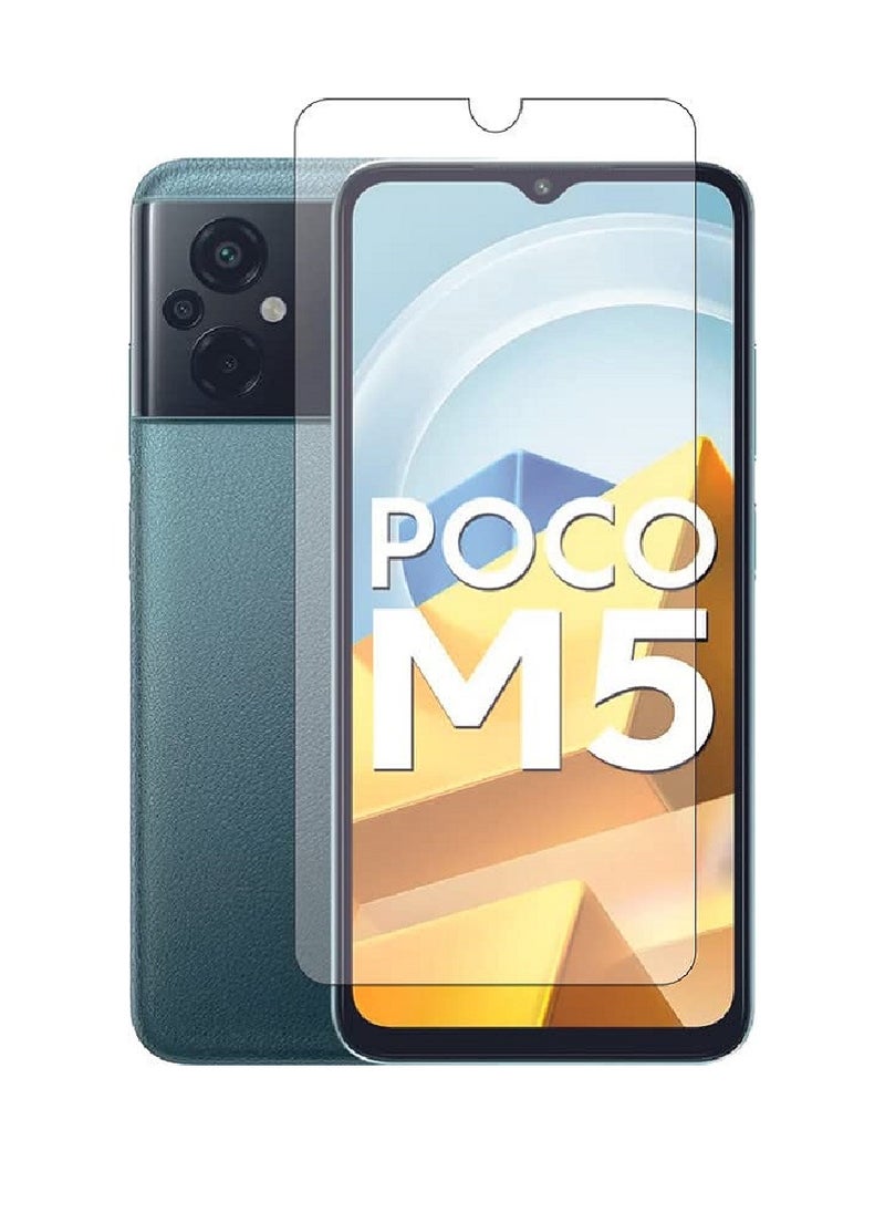 Super حماية شاشة زجاجية مقسّاة شفافة مصممة لهاتف Xiaomi Poco M5 تغطي الشاشة بالكامل وخالية من الفقاعات - Image 1