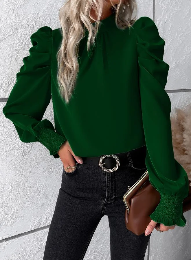 Take Two Smocking Puff Sleeves Tie Back Detail Blouse by Styli